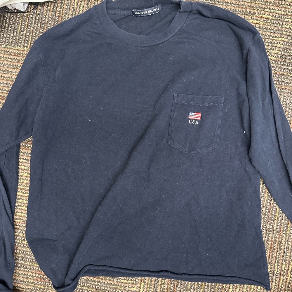Navy Brandy Melville American Flag Longsleeve